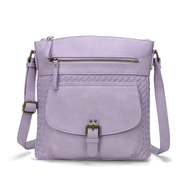 KouLi Buir Crossbody Purses for Women PU Leather Shoulder Handbags Multi Pockets Straw Weaving Design
