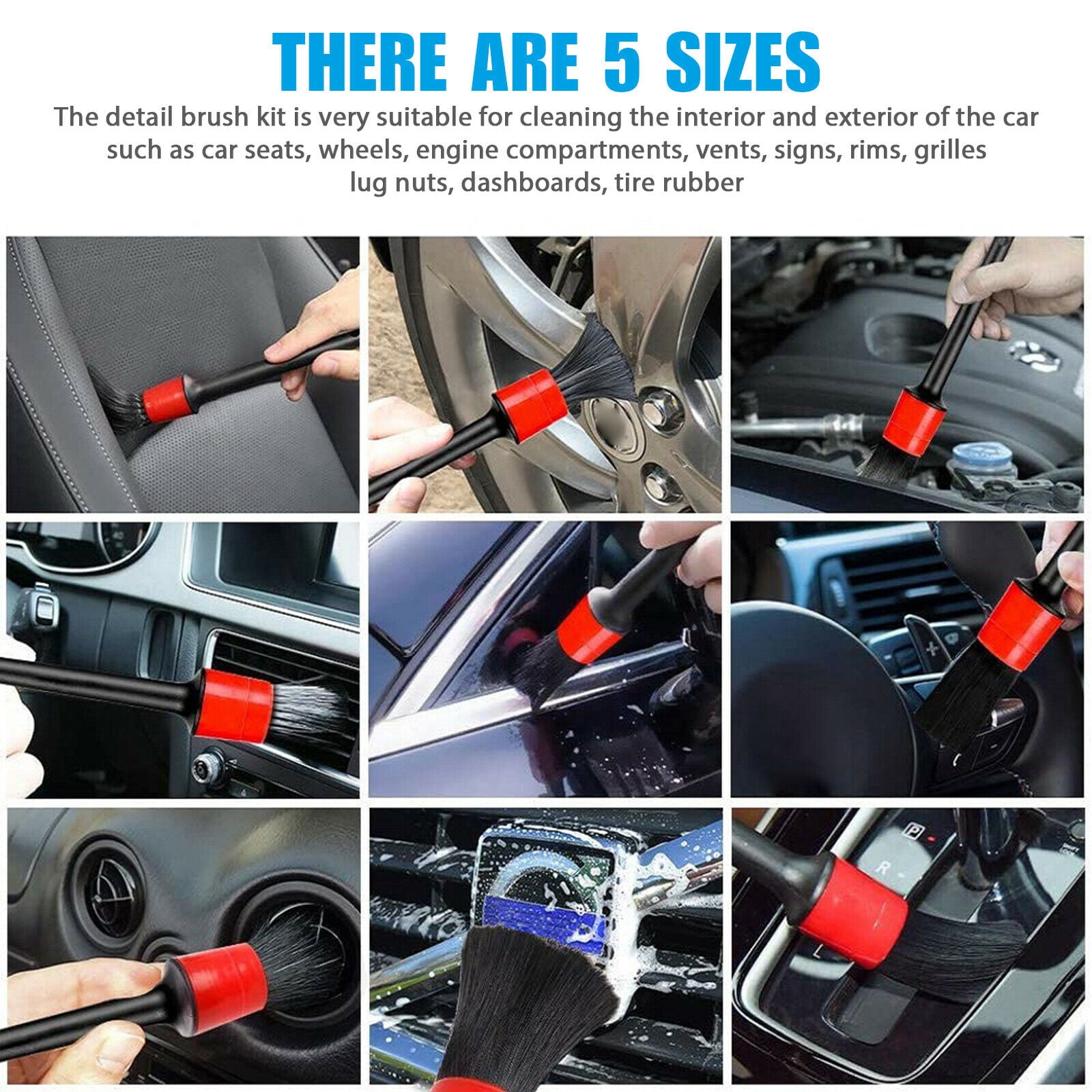 EIMELI 13PCS Car Detailing Cleaning Kit Engine Auto Detailing Brush Wash for Wheel Clean Set