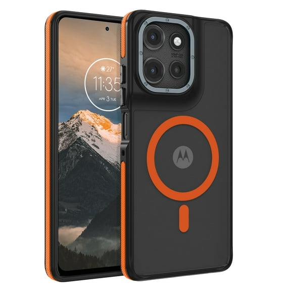 DOMAVER Moto G Power 5G 2025 Case 6.8" / Moto G Play 5G 2025 Case 6.5",Compatible with MagSafe,Translucent Matte Finish,Shockproof & Anti-Scratch Protection for Moto G Power/G Play Case,Orange