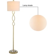 Maxax 59 Modern Gold Floor Lamp with White Drum Shade, 3-Way Dimmable Standing Lamp for Living Room and Bedroom, E26 Base, Elegant Metal Design with Rotary Switch