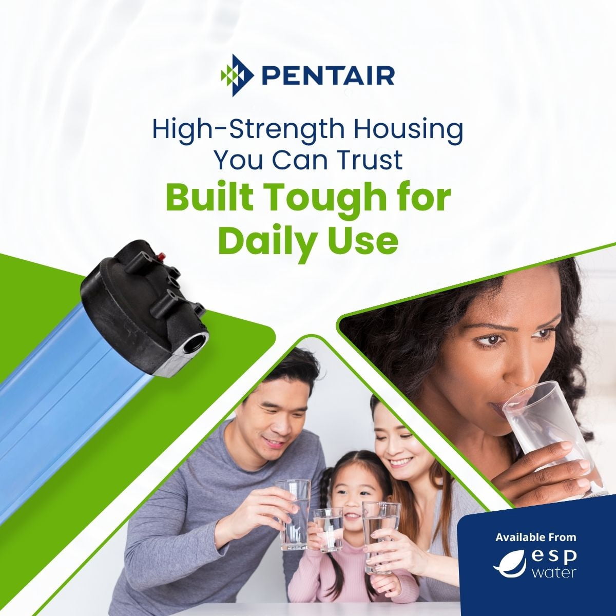 Pentair Pentek Big Blue 20" Whole House Water Filter Housing with Pressure Relief, 1" NPT Ports, 4.5" Cartridge, Model 150233, Blue/Black