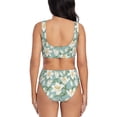 thumbnail image 3 of Kdxio Lilies Flowers Print Women's 2 Piece High Waisted Wrap Spaghetti Strap Summer Swimsuit Bikini Set-, 3 of 7