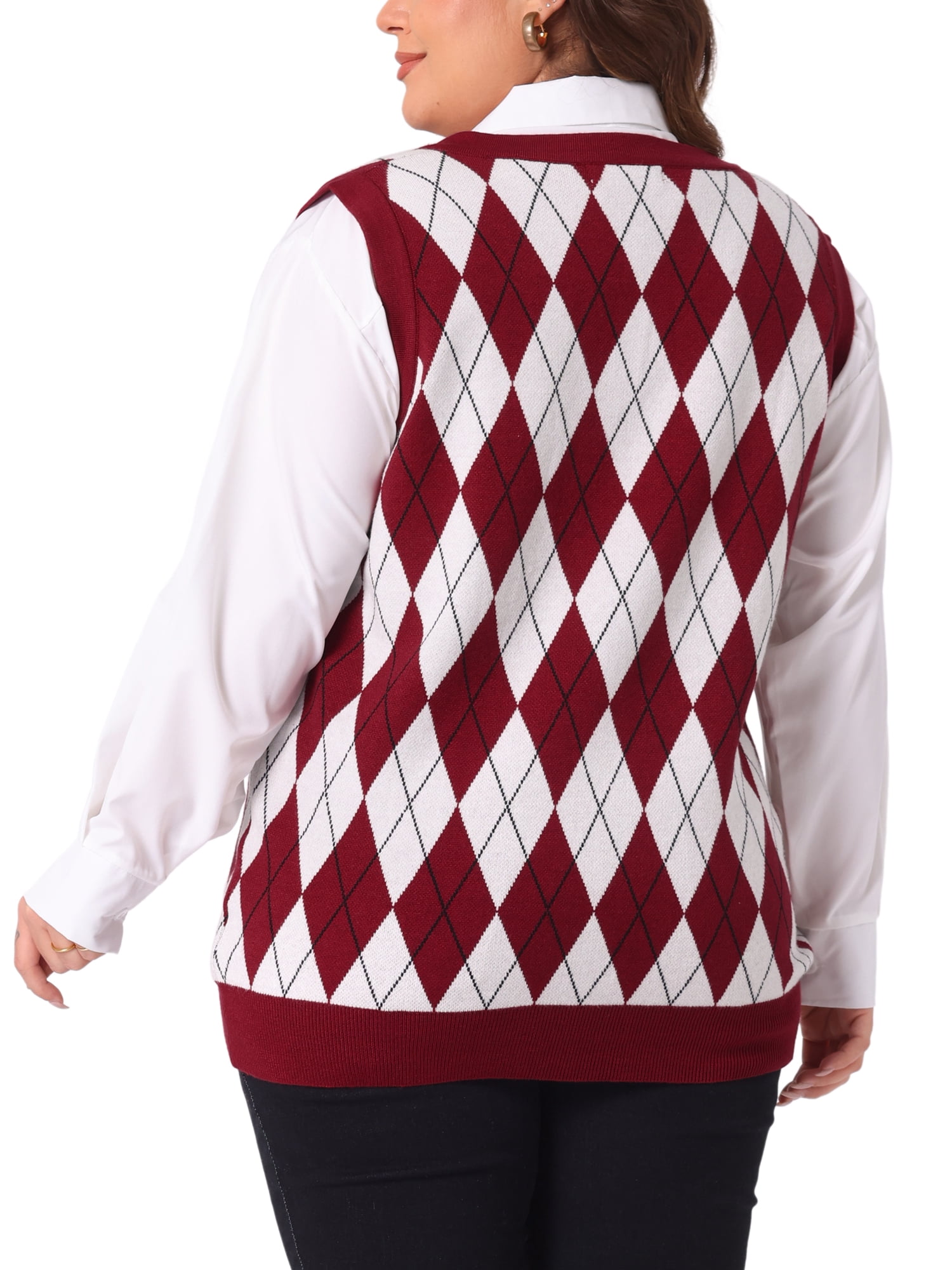 DARING DIVA Women's Plus Size Cable Knit Sleeveless Pullover Sweater Vests 1X Burgundy
