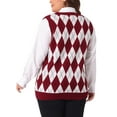 thumbnail image 3 of GRACE & GRANDEUR Women's Plus Size V Neck Sleeveless Pullover Knit Sweater Vest 4X Burgundy, 3 of 6