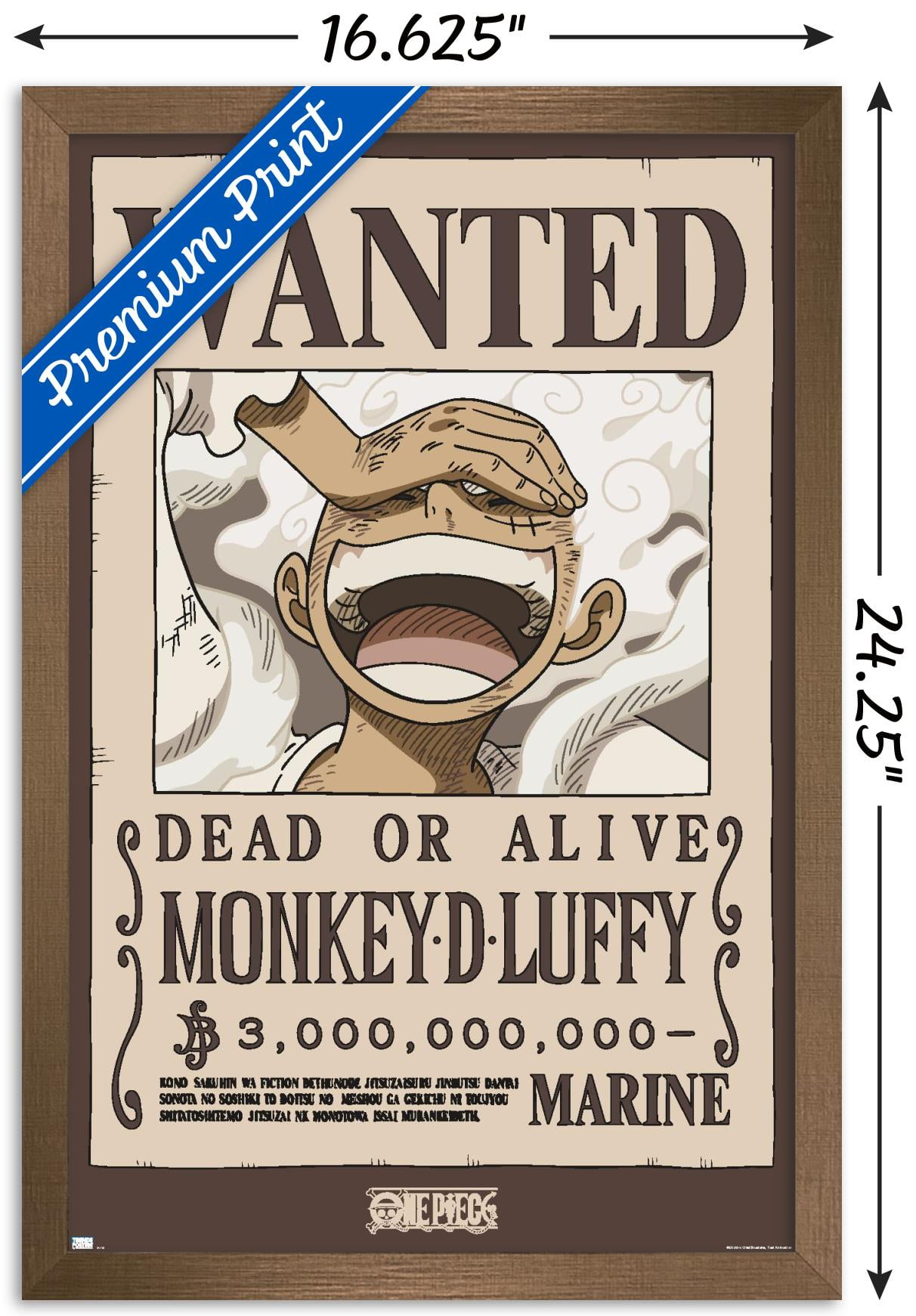 ONE PIECE WANTED モンキー・D・ルフィ One Piece - Monkey D Luffy Wanted Poster Wall Poster, 22.375