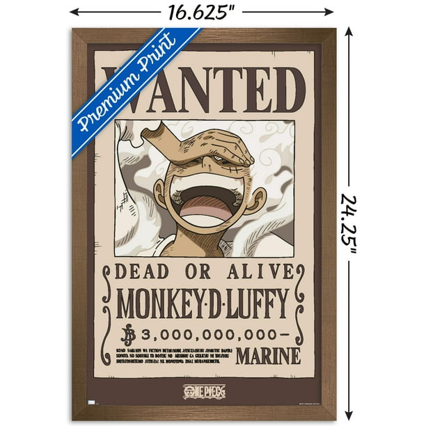 One Piece - Monkey D Luffy Wanted Poster Wall Poster, 14.725