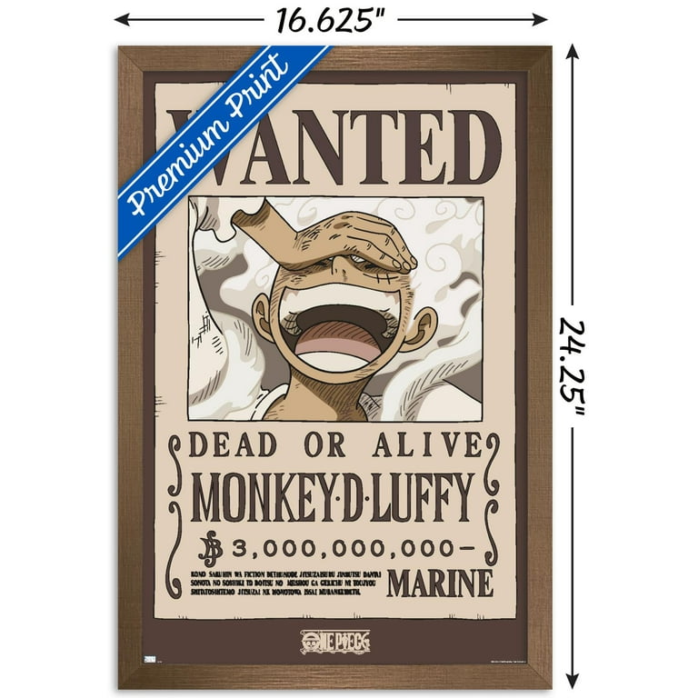 One Piece - Monkey D Luffy Wanted Poster Wall Poster, 14.725
