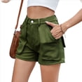 thumbnail image 1 of Pantalones Cortos Vaqueros de Verano para Mujer, Informales, con Cintura Elástica y Bolsillos Verde XXL, 1 of 9