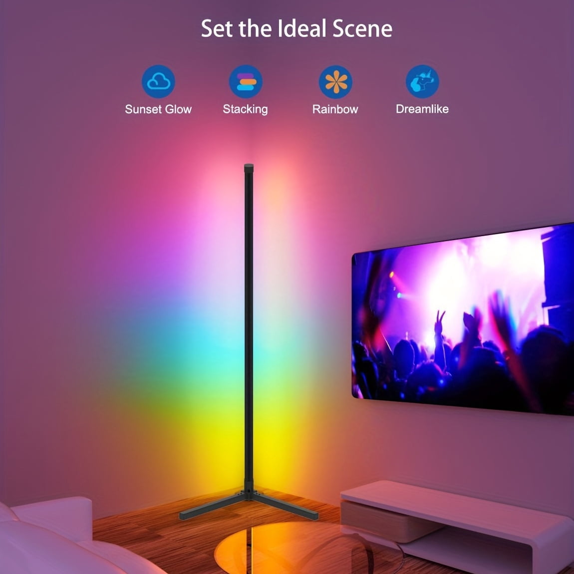Lampe LED RGB Avec App Et Télécommande | 16 Millions De Couleurs | Synchronisation Musique | Pour Salon Et Chambre