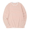 thumbnail image 6 of Men's Long Sleeve Striped T-Shirts Crew Neck Jersey Knit Top Classic Horizontal Stripe Regular Fit Pullover Soft Stretch Breathable Tee Casual Daily Wear Pajama, 6 of 6
