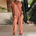 thumbnail image 2 of Harem Jumpsuits For Women Casual V Neck Short Sleeve Romper Baggy Loose Fit Wide Leg Overalls with Pockets One Piece Onesie, 2 of 7