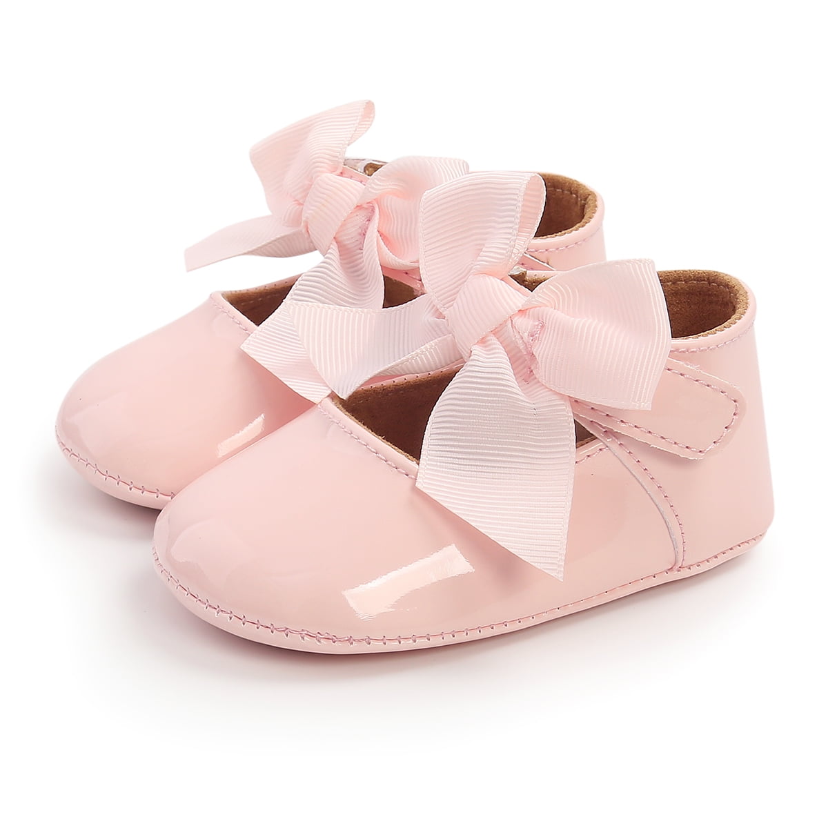 NewJourney Baby Girl Christening Baptism Shoes PU Leather Princess Soft Sole Loafers 