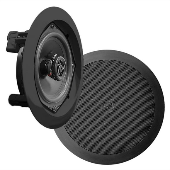 Pyle In Wall and In Ceiling Dual 6.5 inch Speaker System with Flush Mount, Black