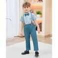 thumbnail image 3 of SANMIO Toddler Baby Boy Clothes Suit Gentleman Wedding Outfits, Formal Dress Shirt with Bowtie + Suspender Pants 1-5 Years, 3 of 7