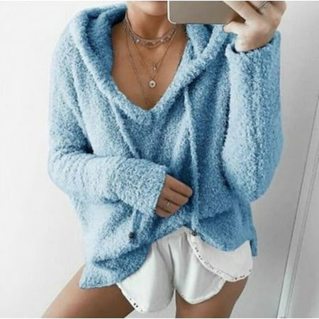 - Fall and Winter Womens Clothing Hoodie Sweater Casual Loose Long Sleeve Sweater Pullover Women