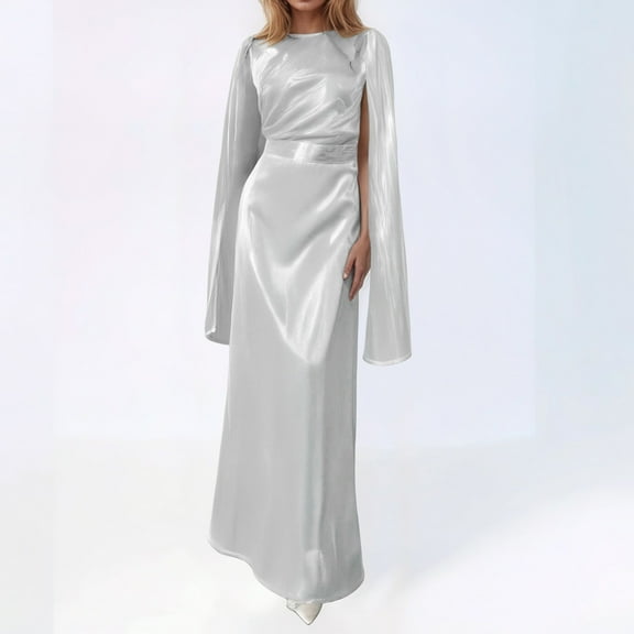 Elegant Women's Formal Dress For Daily Wear And Parties Round Neck Long Sleeve Solid Color Basic Style Versatile Outfit For Spring Summer And Fall Seasons Womens And Dress Winter Formal Wear for Women