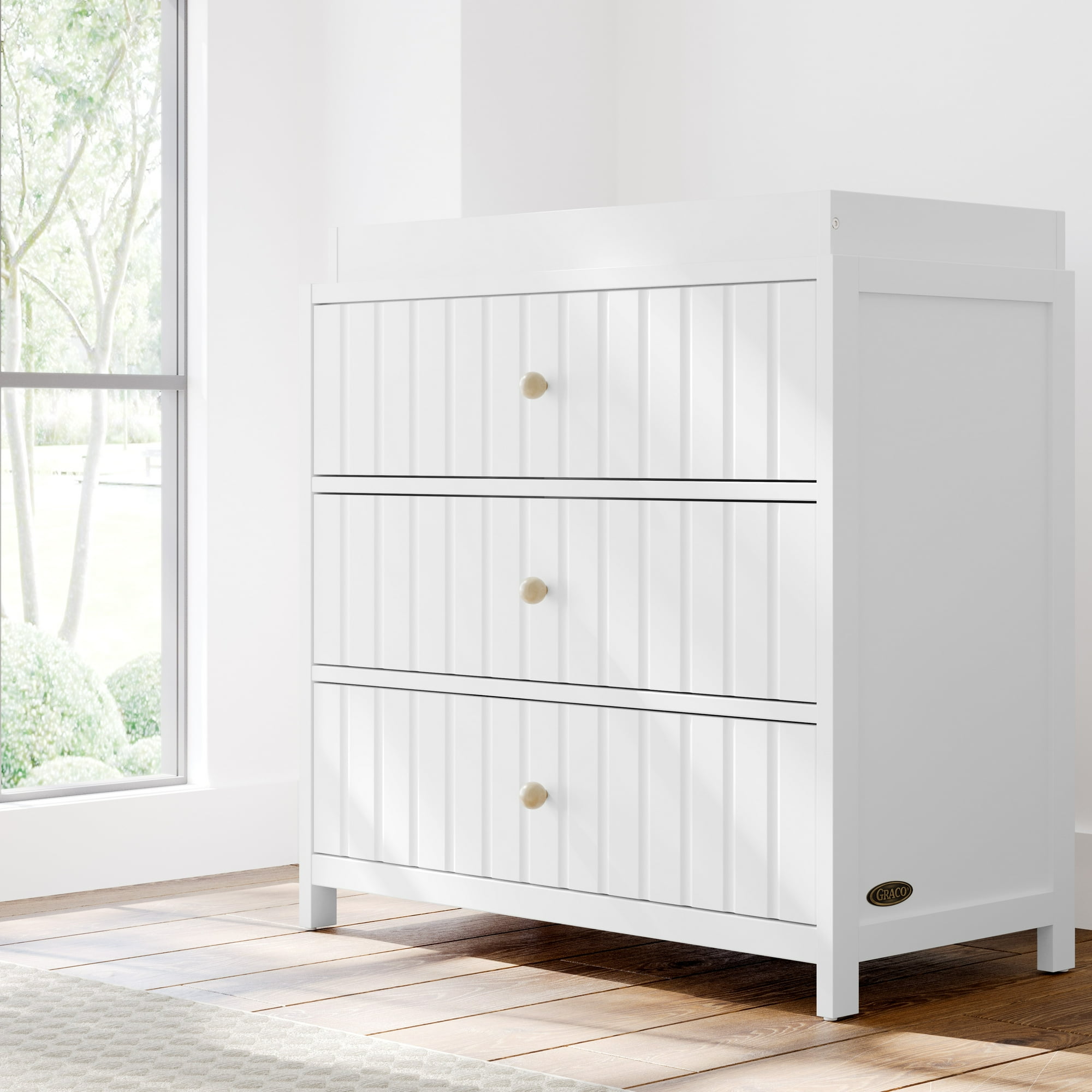 Graco Teddi 3 Drawer Dresser with Infant Changing Topper, White