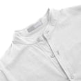 thumbnail image 4 of IWRICH 3/4 Sleeve Cotton Linen Shirts Japanese Style Casual Stand Collar Button down T Shirts Pocket Tops White XL, 4 of 5