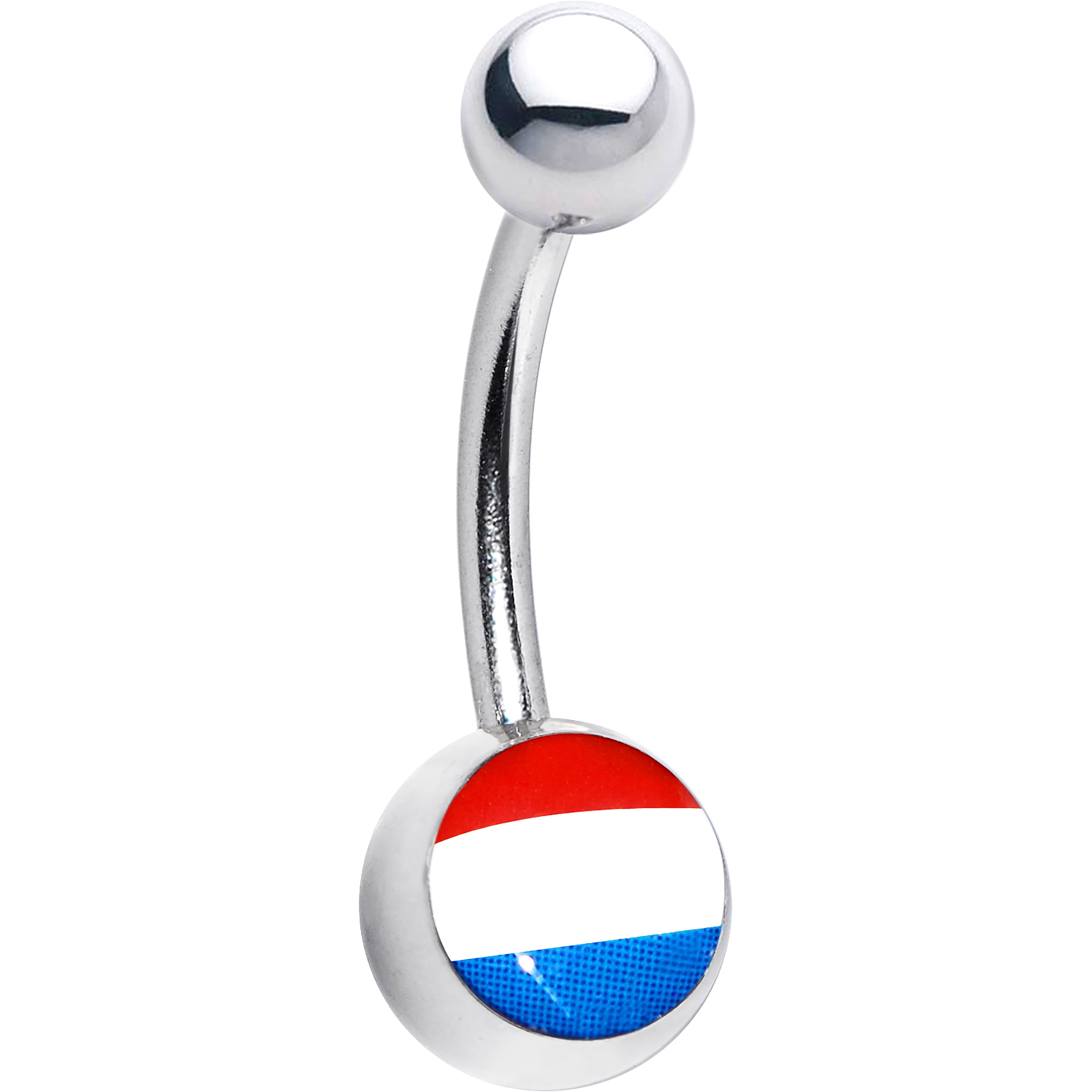 Body Candy Stainless Steel Dutch Flag Logo Belly Ring