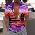 thumbnail image 2 of Camisas Para Hombre Slim Fit Estilo Cocotero Impresión digital 3d Camisa de manga corta creativa suelta casual (Purple, 3XL), 2 of 5