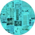 thumbnail image 1 of Ahgly Company Indoor Round Patchwork Turquoise Blue Transitional Area Rugs, 6' Round, 1 of 4