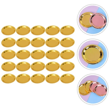 Worgeous  25 Pcs Disposable Paper Tray Birthday Plates Dinner Cute Tableware Cake Golden