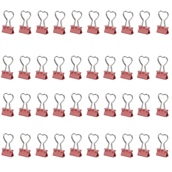 40 Pcs Foldback Clips Heart Shape Binder Clips Writing Paper Clips Bill Clips Stationary Clips Money Paper Clamps