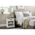 thumbnail image 5 of Distressed White and Deep Brown Nightstand With Shelves, 5 of 9