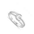 thumbnail image 4 of Clear CZ Open Crescent Moon Star Studded Ring .925 Sterling Silver Band White Female Size 6, 4 of 4