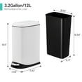 thumbnail image 5 of Riedhoff 3.2 Gallon Step Trash Can, Stainless Steel, Soft Close Pedal, Fingerprint Resistant, White, 5 of 9