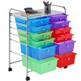 thumbnail image 3 of Yaheetech 12 Drawer Mobile Rolling Storage Cart Bin Trolley Tools Scrapbook Paper Office School Organizer, Multicolor, 3 of 7