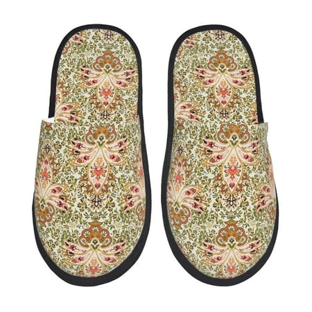 Balery Colorful Paisley Slient Indoor Furry Fleece Comfort House Shoes Soft Non-Slip Home Shoes Cotton slippers House Slippers-- Medium