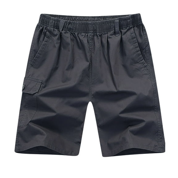 DPTALR George Mens Loose Drawstring Cargo Short with Elastic Waist #Dark Gray Big and Tall Men XXXXL