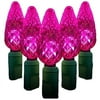Queens of Christmas S-70C6PI-4G S-70C6PI-4G - 70 Count Standard Grade C6 Facitied Pink LED Light Set with in-line rectifer on Green Wire