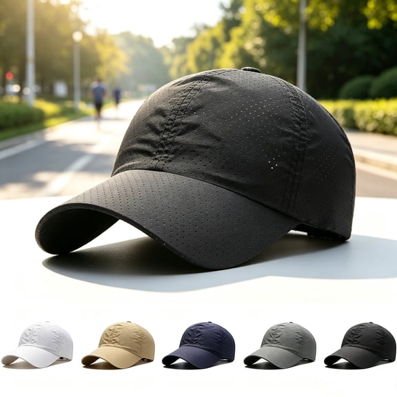 Sunscreen Breathable Baseball Cap – Quick-Dry Running Hat with Airflow Holes, Curved Brim & Adjustable Fit for Golf Travel Daily Wear