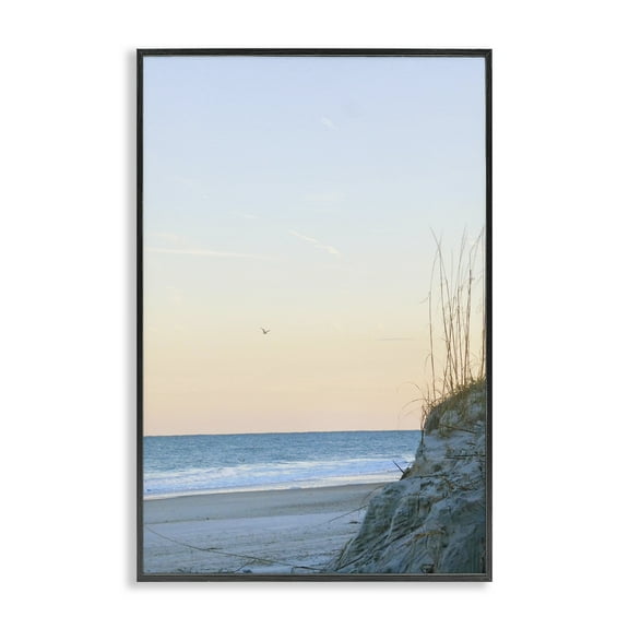 Stupell Industries Serene Beach Sunset Landscape Photography Black Framed Art Print Wall Art, 12 x 18