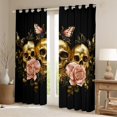 thumbnail image 2 of Manfei Black Gold Skeleton Teens Black Out Curtains, Vintage Countryside Floral Curtains Pack of 2 (42x63 Each), Hippie Butterfly Bedroom Curtains, Living Room Curtains Decor, 2 of 6