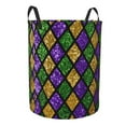 thumbnail image 2 of Fotbe Mardi Gras Shiny Green Purple Laundry Basket with Handles, Waterproof Large Laundry Hamper, Wash Bag for Corner Dorm, Rolling Laundry Basket with Handles-Medium, 2 of 8