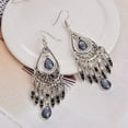 thumbnail image 4 of Mightlink 1 Pair Women Hook Earrings Vintage Ethnic Style Exaggerated Hollow Out Waterdrop Shape Bohemian Ear Decoration Jewelry Vacation Earrings Hanging Earrings, 4 of 7