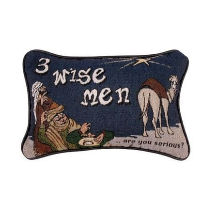 Simply Home 12" Brown and Navy Blue Three Wise Men Themed Christmas Tapestry Accent Indoor Throw