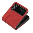 thumbnail image 4 of Wallet Case for Samsung Galaxy Z Flip 4, Vintage PU Leather Flip Case Card Slots Holder Cash Pocket, Kickstand Book Folding Folio Phone Cover with Wrist Strap for Samsung Galaxy Z Flip 4 - Red, 4 of 5