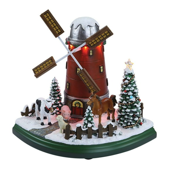 Icy Giftware LED Lighted Musical Windmill Farm Christmas Decoration - 9.25"