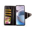 thumbnail image 2 of Case for Motorola Moto G Stylus 5G 2021 (Not Fit Moto G Stylus 2021) Pu Leather Wallet Cover Flap Closure Snap-on Book Style Cases Card Holders Wrist Strap 2 in 1 Folio Flower Black, 2 of 3