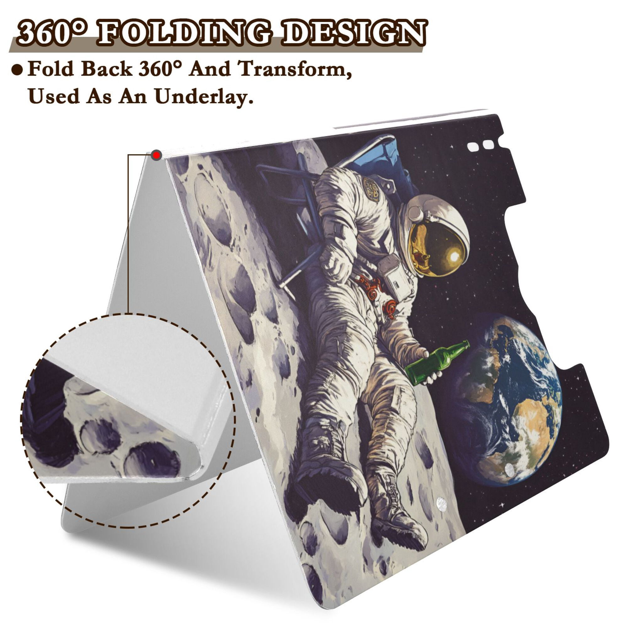 FORMRS A4 Clipboard Folder with Pen Holder Horizontal Foldable School Office Binder, Beige Astronaut