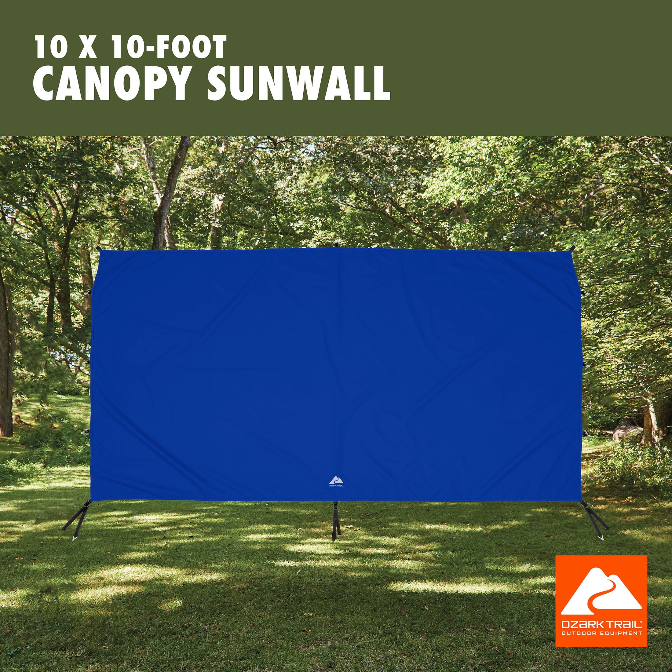 Ozark Trail 10'x10' Canopy Sun Wall Accessory, Blue, UPF 50+ Sun Protection