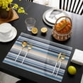 thumbnail image 3 of Blue Grey Beige Striped Placemats Set of 6, Farmhouse Vintage Stripe Placemats for Dining Table, Place Mats for Kitchen Tabletop, Waterproof Wipeable Dining Table Mats Set, 3 of 9