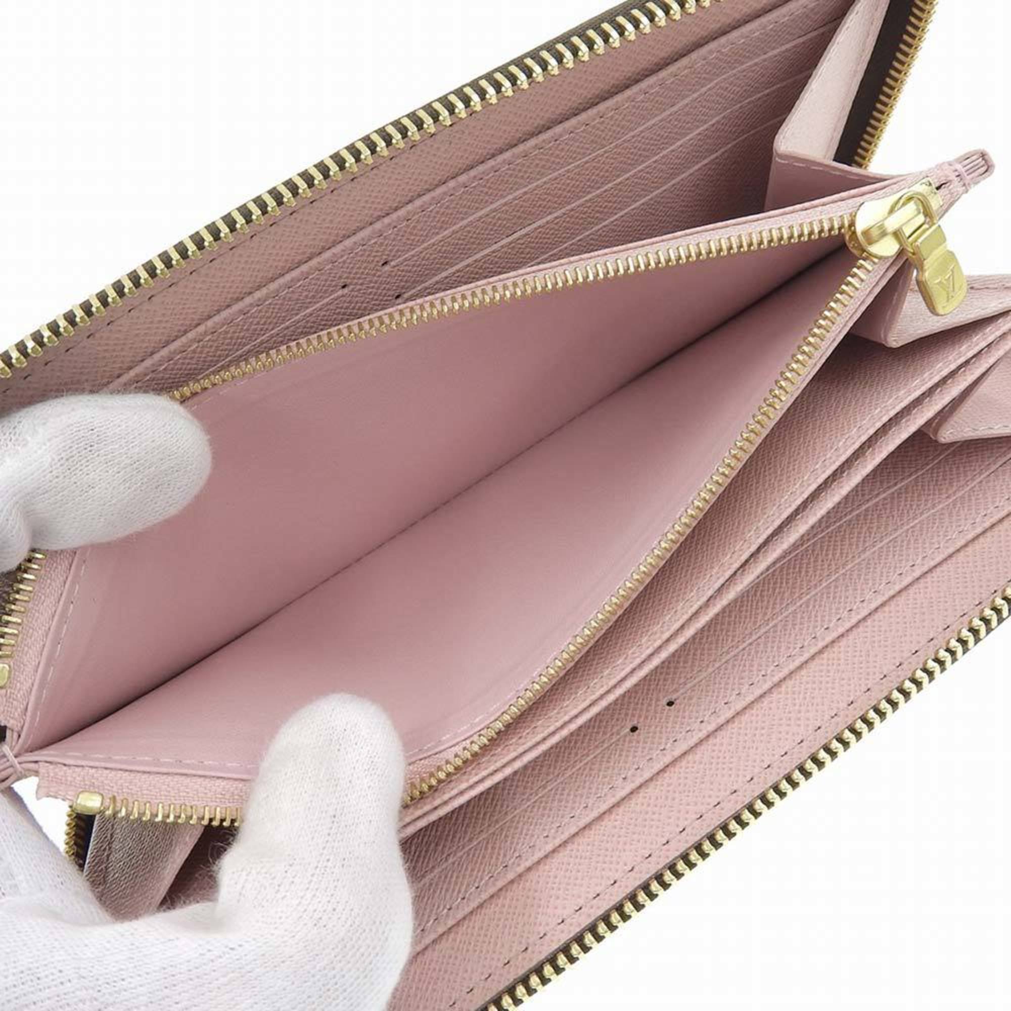 Louis Vuitton Zippy Round Zip Long Wallet Damier Studs Brown Pink N60473  F/S