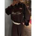 thumbnail image 2 of Letter Embroidered Pullover Sweatshirt for Women - Relaxed, Loose, Versatile, Half-Zip, 2 of 5