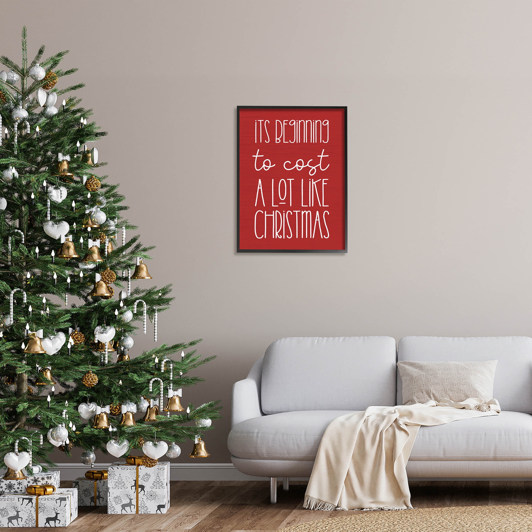 Cost A Lot Like Christmas Funny Phrase Holiday Graphic Art Black Framed Art Print Wall Art
