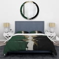 thumbnail image 3 of Designart "Golden Merge of Green and Black Ink II" Abstract Painting Bedding Covert Set - Abstract Green Modern Bed Set With 2 Shams, 3 of 5